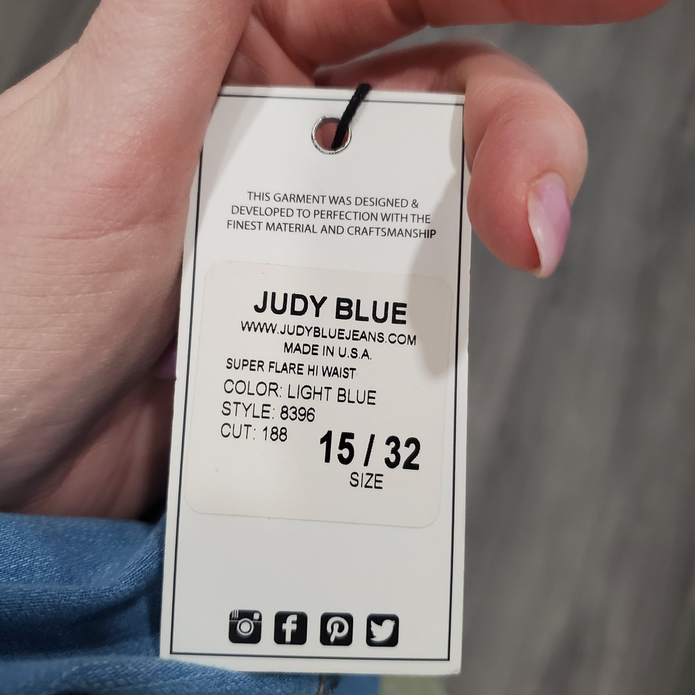 #466. Judy Blue Light Wash Flare Jeans with Raw Hem. - Picture 7 of 7